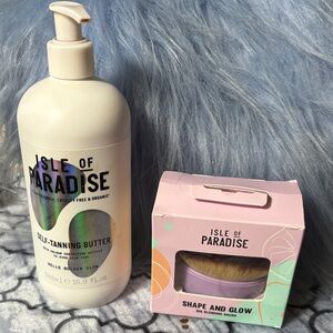 Isle of Paradise Self-Tanning Butter with Shape and Glow Brush - Brand New!